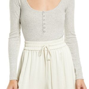 Open Edit Henley Organic Cotton Blend Bodysuit